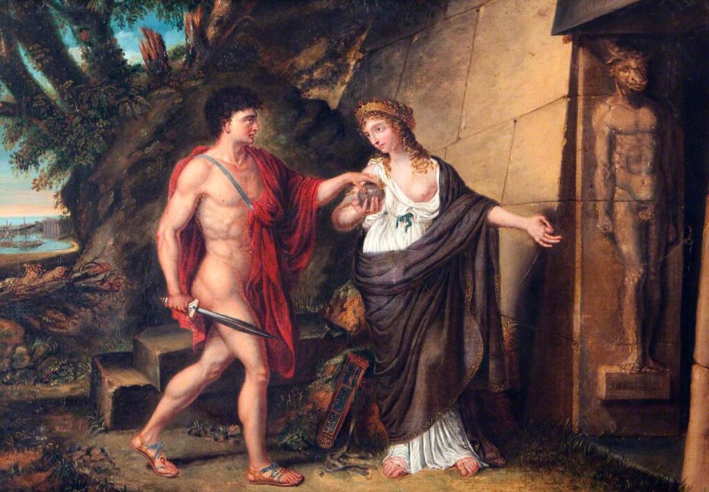 Theseus ve Ariadne Labirentin Girişinde, Richard Westall, 1765-1836, Kuzey Lincolnshire Müzeleri