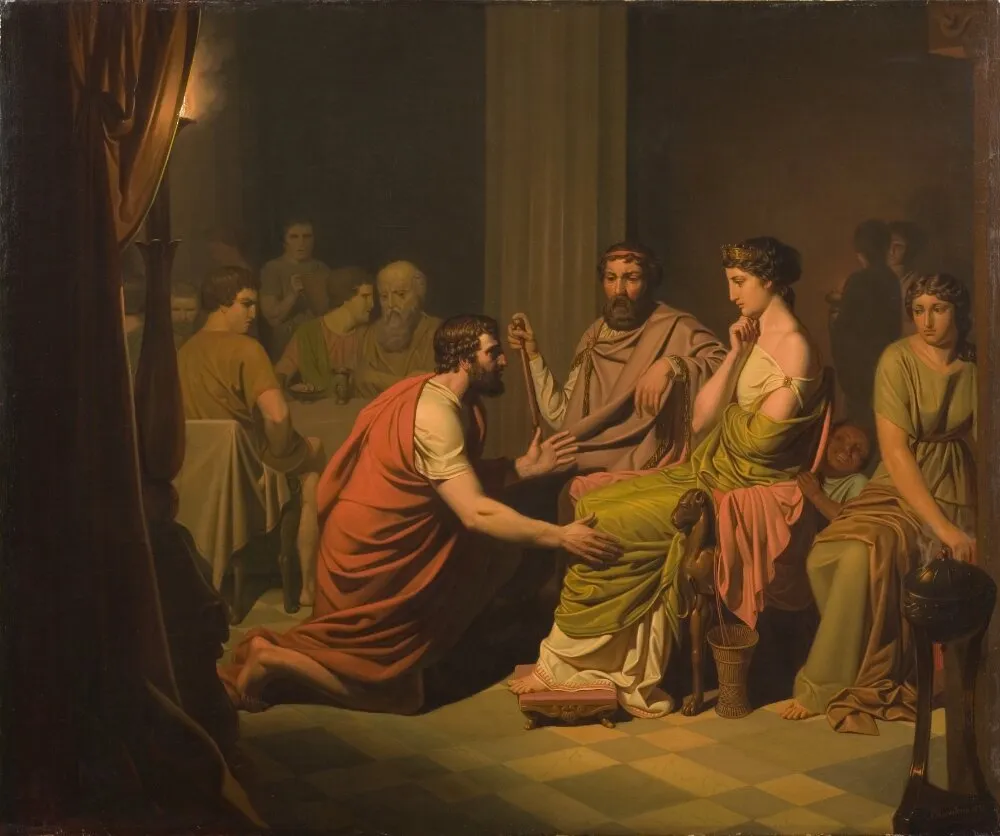 Odysseia Yedinci Bölüm Özet - Odysseus, Phaiak kralı Alkinoos'un Önünde, August Malmström, 1829-1901