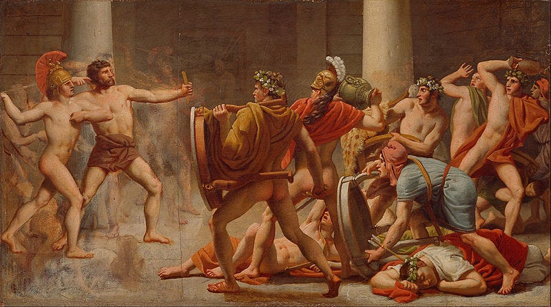 Odysseia Yirmi Birinci Bölüm Özet - Odysseus'un Taliplerden İntikamı, Christoffer Wilhelm Eckersberg 