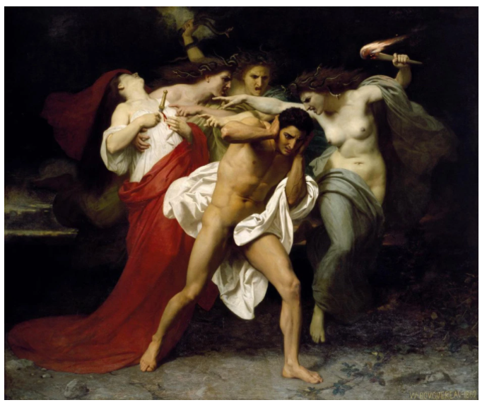 William-Adolphe Bouguereau (1825–1905), Orestes Pursued by the Furies (The Remorse of Orestes) (1862), Chrysler Museum of Art, Norfolk