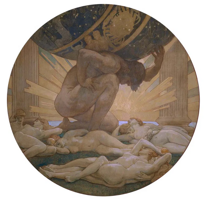 John Singer Sargent (1856–1925), Atlas and the Hesperides (c 1922–25),  Museum of Fine Arts Boston, MA.