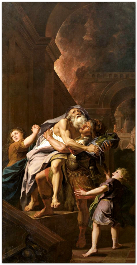 Aeneas Babası Ankhises'i Yanan Troya'dan Taşırken. 1715-17. Antoine Coypel. Fransız 1661-