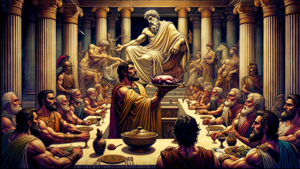 Yunan Mitolojisinde Kanibalizm - Lykaon oğlunun etini Zeus'a Sunarken, Lykaon İllustrayon