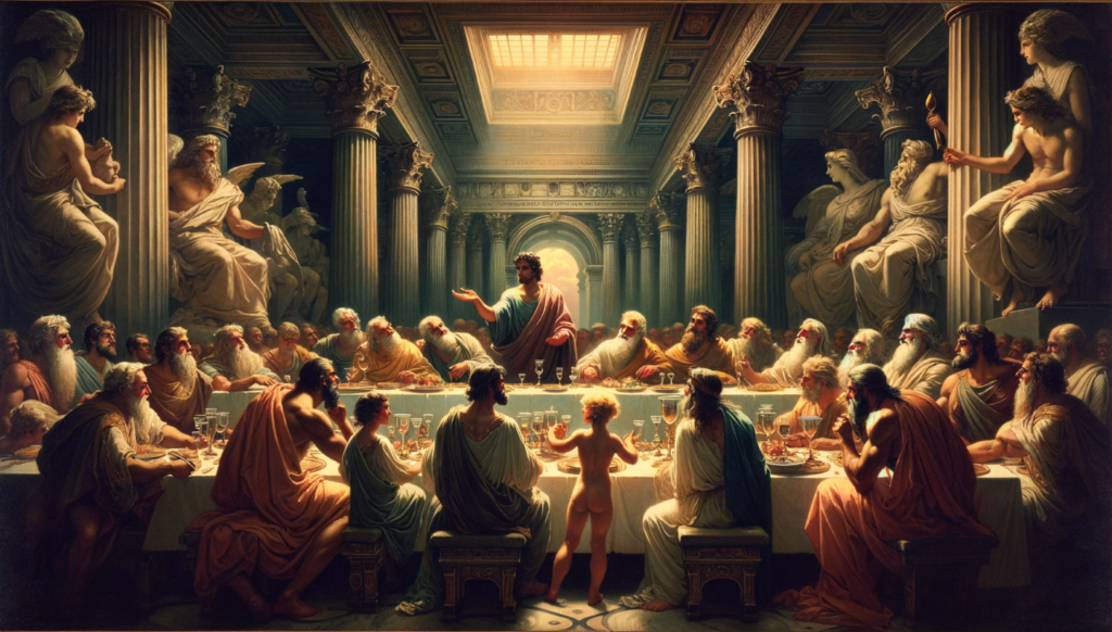 Tantalos Olimpos Tanrıları ile Sofrada İllustrasyon