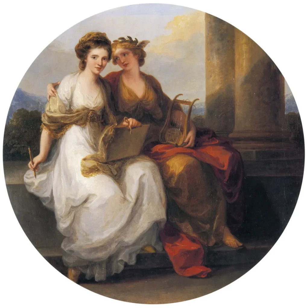 Angelica Kauffmann (1741-1807), The Artist in the Character of Design Listening to the Inspiration of Poetry (1782), Mitolojide LGBT Temaları