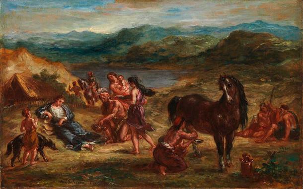 İskit Şamanları - Eugene Delacroix'nın İskitler arasında Ovid (1862 ) adlı eseri