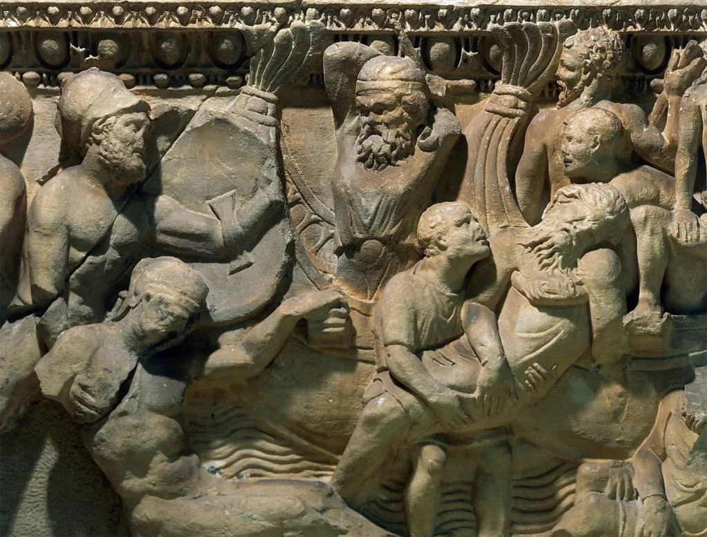 Marathon Savaşı, bir Roma lahit kabartmasından detay, 2. yüzyıl